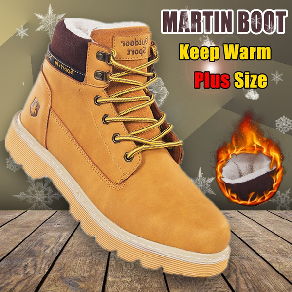 Work Boots Men Winter Leather Boot High Top Outdoor Waterproof Rubber Snow Shoes