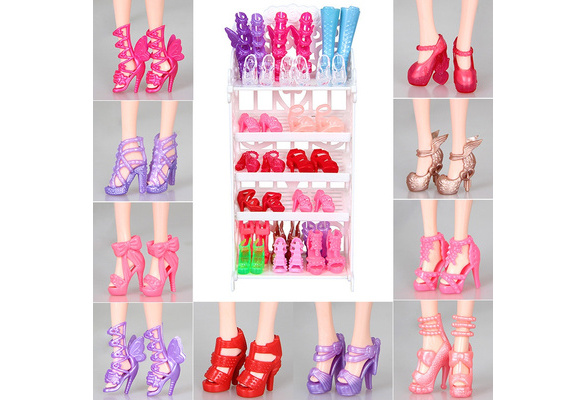 Doll Shoes 10pairs/lot Mix Style Girl Color Heels Sandals Outfit Dress Xmas Gift 