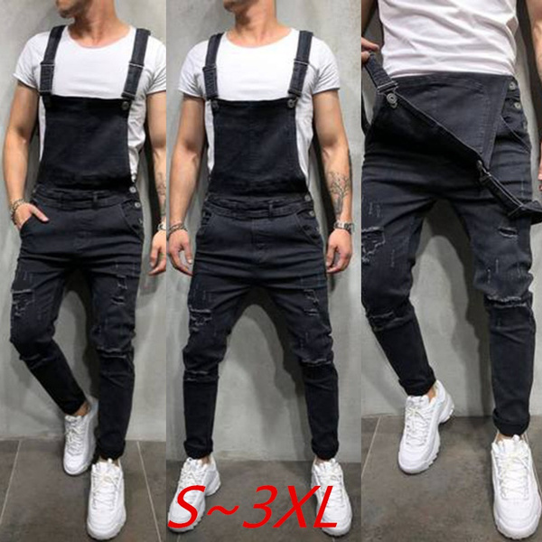 Men Fashion Adjustable Shoulder Strap Overall Loose Denim Suspender ...