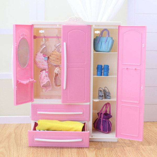 Princess Wardrobe Doll Furniture Dolls Toys Doll House Closet Toy Accessories