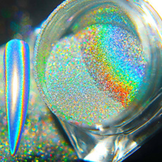 1 Box Holographic Nail Art Laser Shiny Powder Magic Rainbow Mirror Nail Powder Glitter Nail Art Flakes Decoration Chrome Nail Dust Tip Manicure