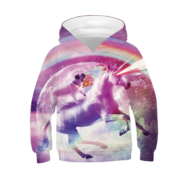Children Rainbow Galaxy Pug Dog Print 