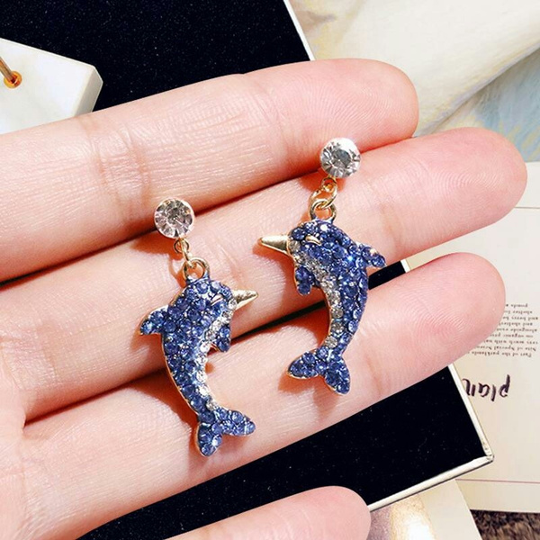 diamond dolphin earrings