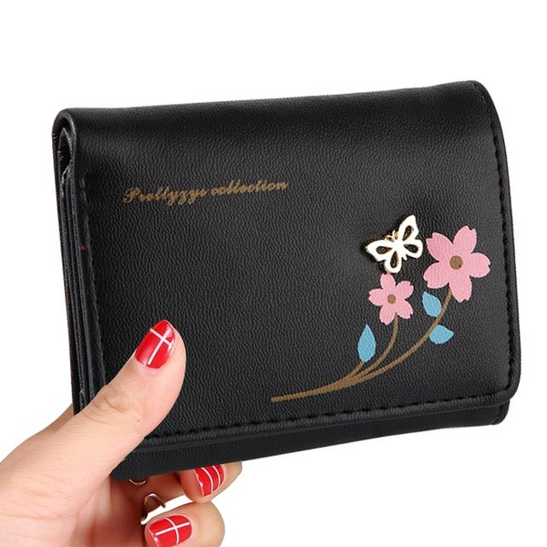 REYUTEEG Small Wallet for Women Butterfly Butterflies Plants Canvas Coin Zipper Purse Pouch Girls Boys Cash Bag One Size 