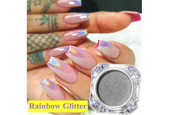 1 Box Unicorn Powder Holographic Glitter Laser Nail Glitter Powder Rainbow  Chrome Mirror Powder Dust Nails Art