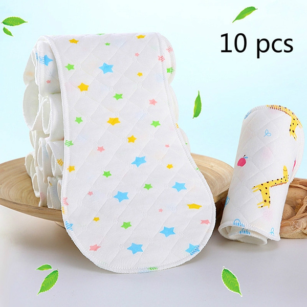 10Pcs Cloth Cotton Baby Insert Nappy Liners 3/6 Layers Diapers Reusable Washable 