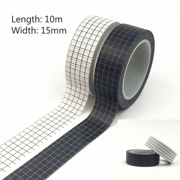 10M Black and White Grid Washi Tape Paper DIY Planner Masking Tape Adhesive  Tapes Stickers Decorative Stationery Tapes