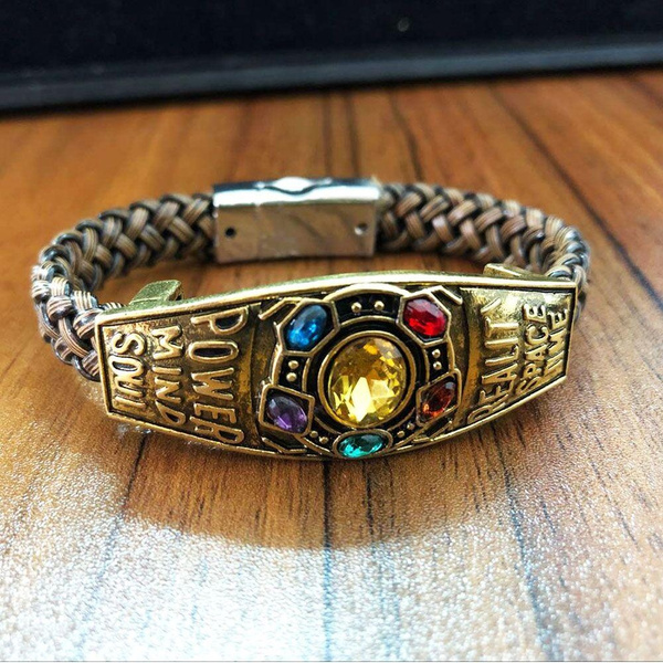 Thanos Infinity Glove Gauntlet Bracelet Leather Knitting Chain