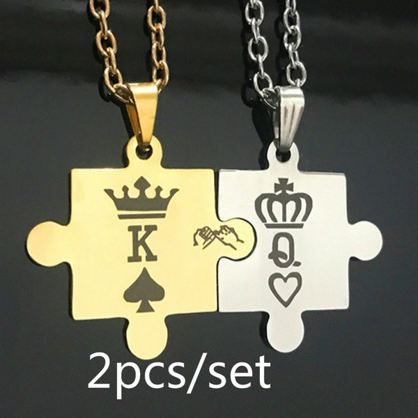 Jovivi His Hers Matching Necklaces for Couples Crown Pendant Gifts