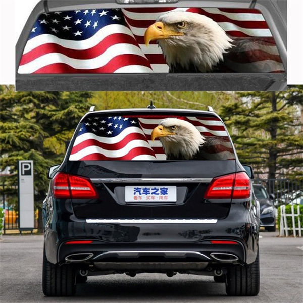 AMERICAN FLAG EAGLE Rear Window Graphic Decal Tint Print Sticker Truck ...