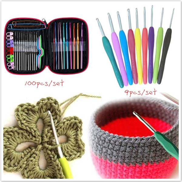Crochet Hook Set Kit Yarn Knitting Needles Ergonomic Plastic Metal