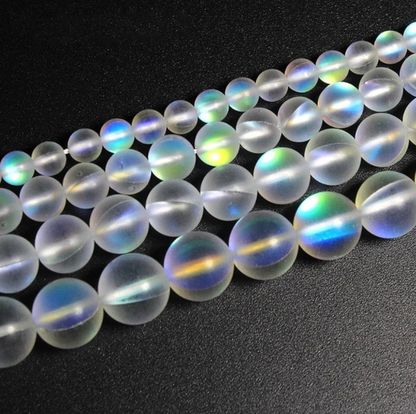 Matte Natural Gemstone Beads Round Frosted .