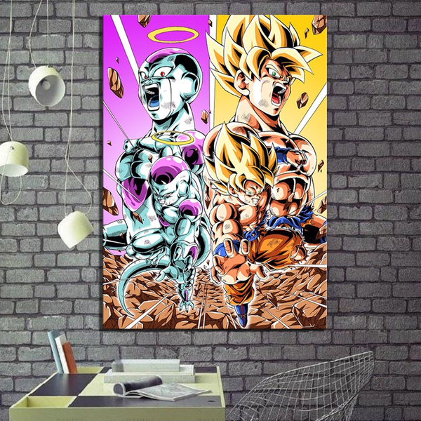 1 Piece Frieza Vs Goku Super Saiyan Dragon Ball Z Anime Poster Drawing Art  Canvas Painting for Home Decor Wall Art No Frame
