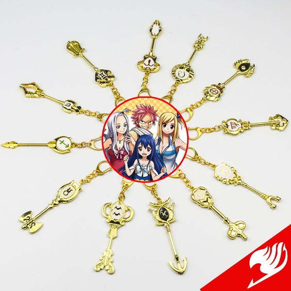 Fairy Tail Lucy The Twelve Constellations Cosplay The Sign Of The Zodiac Alloy Key Pendant 12 Styles Metal Keychain Heartfilia Wish