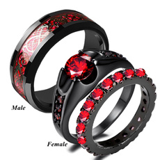 Couple Rings, Steel, ruby, wedding ring
