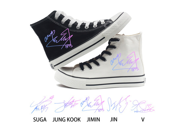 BTS Canvas Shoes Hightop Sneakers Black 