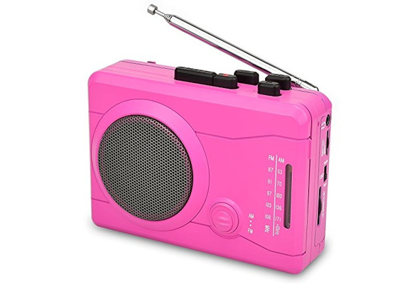 Pink DIGITNOW Cassette Player,Personal Walkman Tape and Voice Recorder for Convert Cassette Tape to MP3 Via USB& Digital Audio Music to Tapes with Wireless AM/FM Radio,MIC in and Earphone