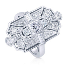 Cubic Zirconia, Sterling, crystal ring, 925 sterling silver