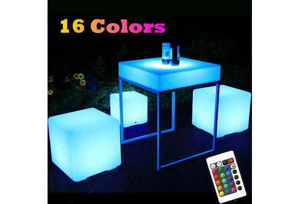 IVG-2020 Colored Lights LED Cube Squaru Quartet Decorative Table Lamp Charging Remote Control IP54 Waterproof Outdoor Garden Party Christmas Decorations 8 inch IVER