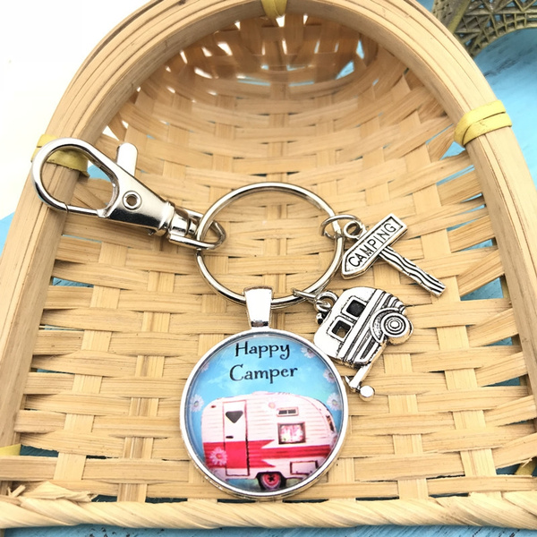 Camping Keychain, Camper gift, RV Travel Trailer key chain, Camping