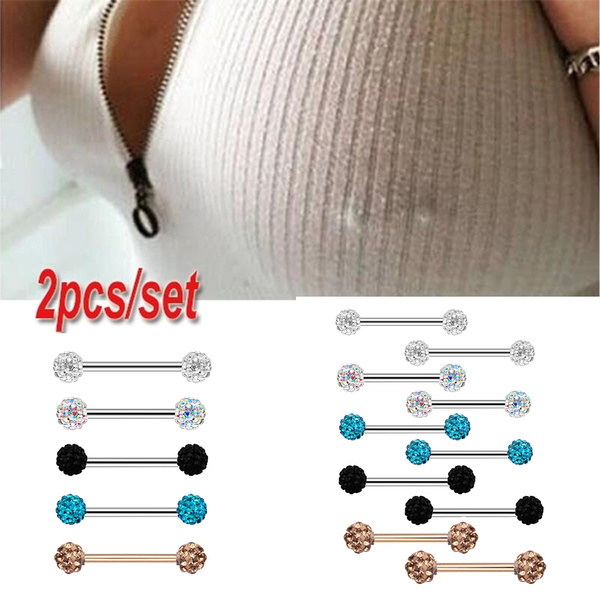 2pcs Cute Nipple Piercings Barbell Stainless Steel Colorful Nipple