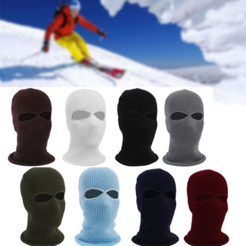 3Hole Ski Mask Balaclava Black Knit Hat Face Shield Beanie Snow Cap Winter Warm 