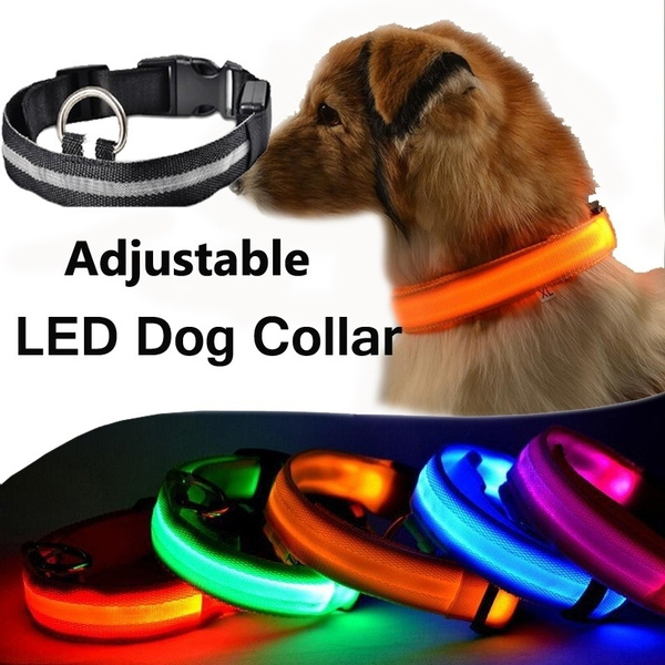 Nylon LED Pet Dog Collar,Night Safety Flashing Glow In The Dark Dog