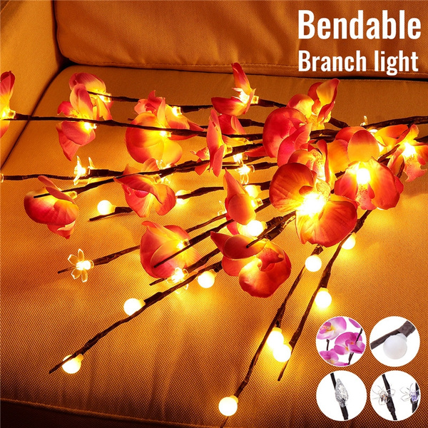 70cm 20 Led Lights Battery Operated Phalaenopsis Twig Lighted Tree Light Tabletop Tree Vase Filler Lighted Branches Decorative Lights Lamp Fairy String Light Color Warm White Colorful Wish