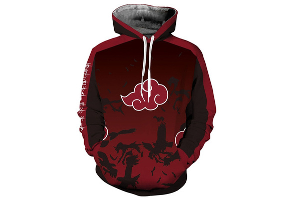 UU-Style Mens Naruto Akatsuki Cloud Long Sleeve Pullover Bomber Jacket Uchiha Itachi Cosplay Costume Hoodie Sweatshirt