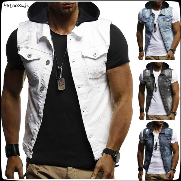 Homme Denim Vests US Size:M-2XL 
