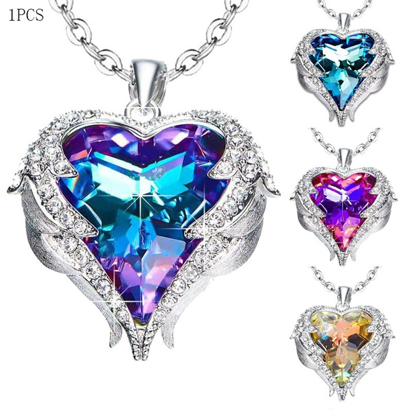 Blue Red Green Heart Of The Ocean Necklace Romantic Crystal Pendant  Necklaces | eBay