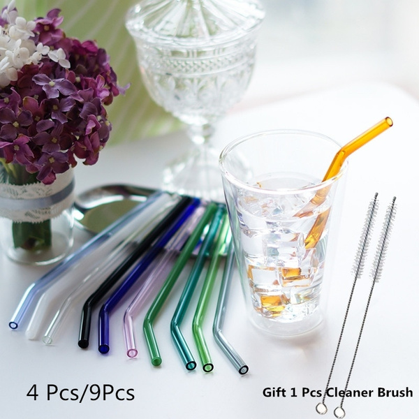 Glass Drinking Straws Cleaner, Flower Glass Straws