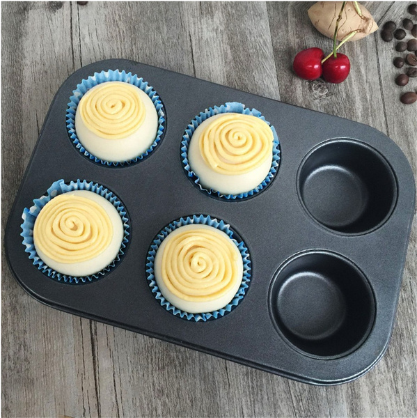 6 HOLES NON-STICK STAINLESS STEEL MUFFIN CAKE BAKING PAN COOKIES TRAY –  Bakerswish