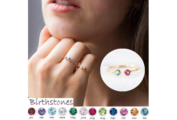 Dual Birthstone Ring .Couples 