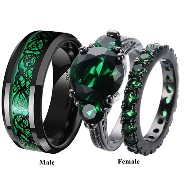 Black gold and on sale emerald ring