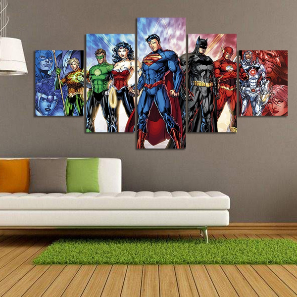 Background Wall Decor Canvas Art, Justice League Room Decor