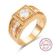 goldplated, DIAMOND, wedding ring, 925 silver rings
