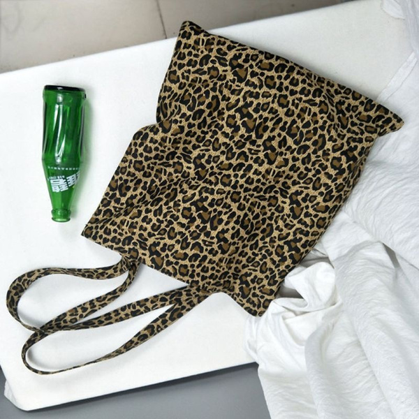 Leopard Tote Bags Large Capacity Canvas Shoulder Bag Animal Print