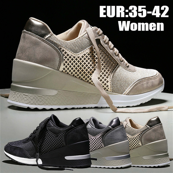 New Ladies Platform Wedge Sneakers 