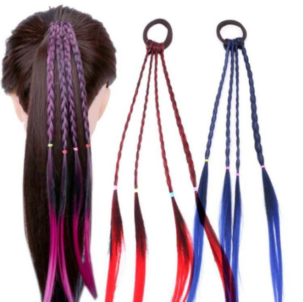 Handmade Girls Twist Braid Rope Colorful Rubber Headband Kids Wig Accessories Wish