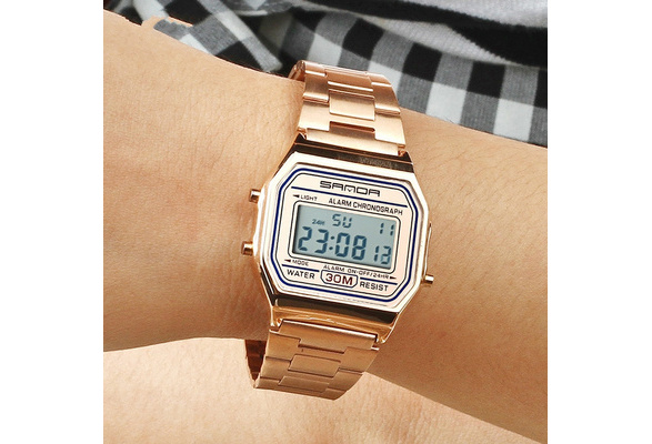 Rose Gold Sport Watches Women Luxury Golden LED Electronic Digital Watch Waterproof Ladies Clock Female