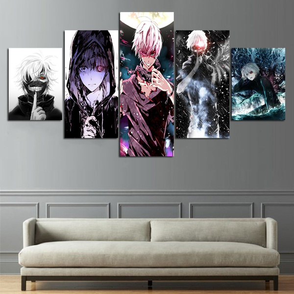 JYQO Best Animes Poster Tokyo Ghoul Ken Kaneki Anime Poster Wallpaper Art  Artwork Japanese Cartoon Poster Decorative Painting Canvas Wall Art Living