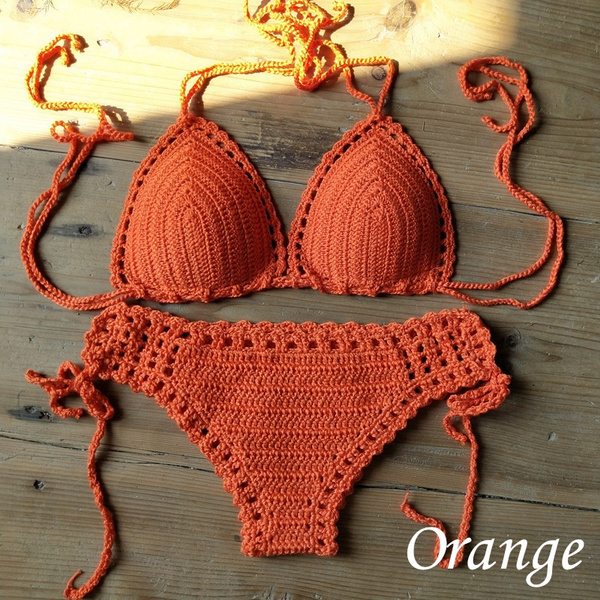 Handmade Women's Boos/Push Up Swimwear Beach Crochet Bikini Set