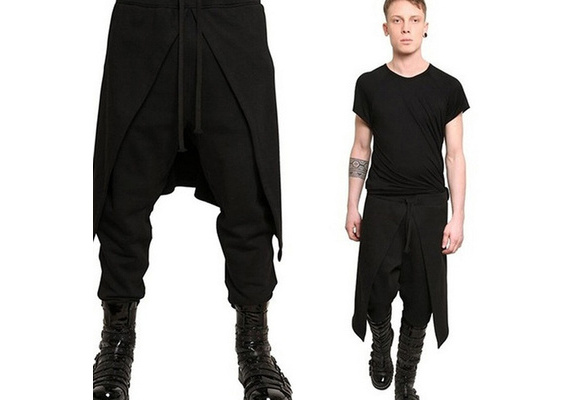 Men Gothic Loose Pants Plus Size Black 