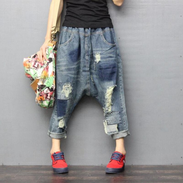 Jeans Oversize Women Fashion Jeans Ripped Harem Pants Casual