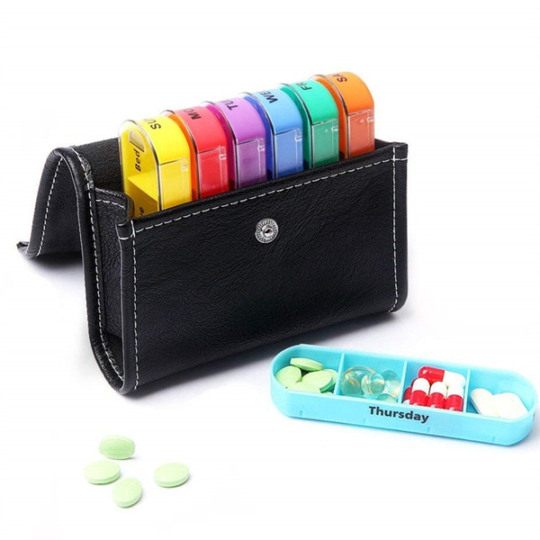 Pill Organizer Box Weekly Case Cute Travel Medication Reminder Daily AM PM, Day Night 7