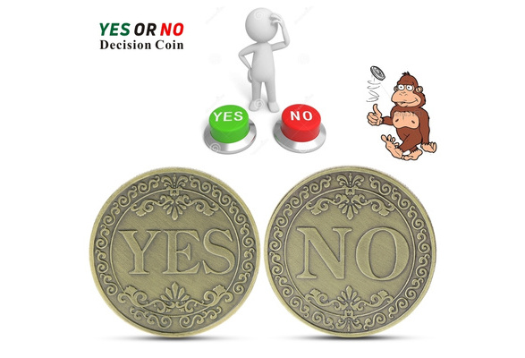 Silver BESTOYARD Yes No Challenge Coin Souvenir Flipping Challenge Coin Commemorative Coins Collection 2pcs