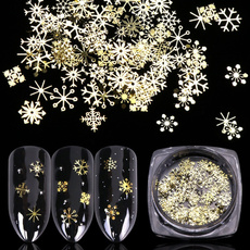 Gold Snowflake Nail Art Glitter Christmas 3D Mixed Nail Sequins Metal Flakies Manicure New Year Decoration Decals