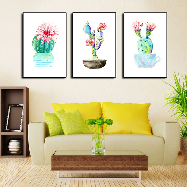 Flower Cactus Decor Art Canvas Posters Prints Nursery Picture Kids Room Decor 