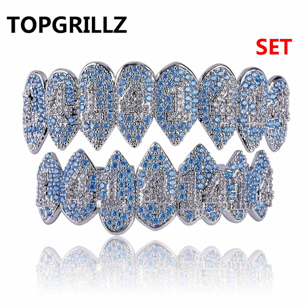 1pcs/2pcs set TOPGRILLZ Hip Hop Trippie Redd Iced Out AAA Tehran 